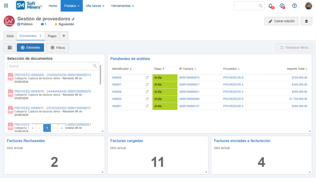 Realice el seguimiento de los documentos que ha cargado, verificando su estado en tiempo real, y accediendo a ellos desde cualquier dispositivo con conexión a internet, de manera segura