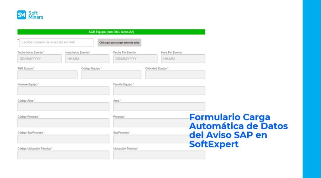 Formulario Carga Automática de Datos del Aviso SAP en SoftExpert